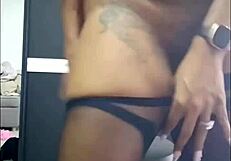 Keep Me Company While I Dress Up for My Husband in Lingerie Boots Pantyhose Thong Natural Tits