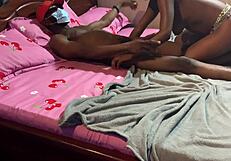 Wow black ebony girlfriend bends over bedroom for driver doggystyle!