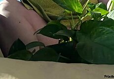 watering my plants totally naked on the balcony for anyone to see - part 02 with big natural tits flashing