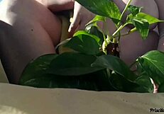 watering my plants totally naked on the balcony for anyone to see - part 02 with big natural tits flashing