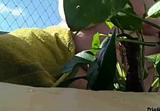 watering my plants totally naked on the balcony for anyone to see - part 02 with big natural tits flashing