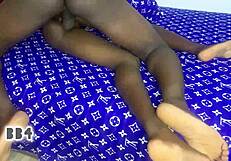 African guy pounds her wet pussy hard with no mercy for that ebony ass