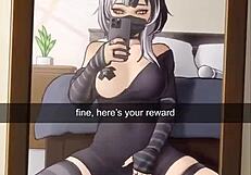 hot bitch has fun with dildo