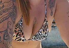 Setting up tent at the farm with tight body on ass