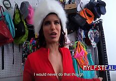 Upset That She Got Caught Lingerie Thief Milf Pays With Pussy