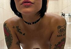 Latina goth girl goes deep throat on my dick