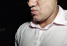 Yuri Gaucho flashes his huge cock outdoors and strokes until he cums hard