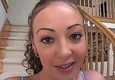 Brunette talks dirty while taking anal