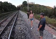 amanda borges shows her small tits outdoors in public