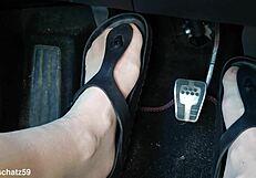 Pumping action in birkenstocks close up view