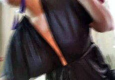 Mature wife sucks cock with cum in throat and dildo in pussy