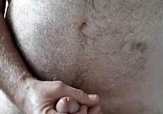 rustyas1 happy hairy big belly masturbates with small cock