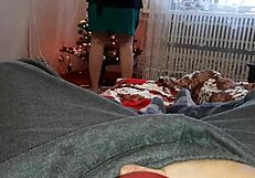 while my stepsister decorates the tree i masturbate riskily
