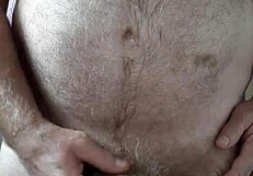 rustyas1 happy hairy big belly masturbates with small cock
