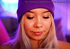 Beautiful colombian blonde with angelic face loves to suck cock