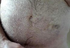 rustyas1 happy hairy big belly masturbates with small cock