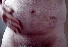 rustyas1 happy hairy big belly masturbates with small cock
