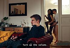 daddy4k small 18+-titted brunette is professionally cheating on her bf in the next room