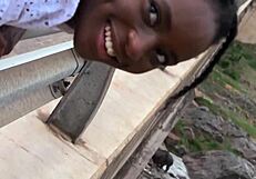 Cute Ebony Girlfriend Gives Deep Safari Road Head