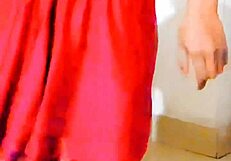 Shemale sissy pisses on own body