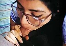 extreme blowjob leaves cum on her long hair