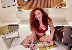 fiery brazilian curly redhead rides hard