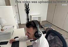 Blonde Slutty Wife Gets Fucked During Smart Working Call