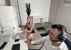 Blonde Slutty Wife Gets Fucked During Smart Working Call