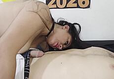 the party wife she takes advantage of her husbands absence after the company party to have sex with his best friend screams of pleasure and big tits