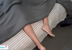 stepsister wakes up and rides his big cock until he cums on her ass