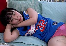 Shy Cheerleader Yukina Fingers Hairy Bush