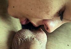 real amateur friend came over and sucked my huge cock deep