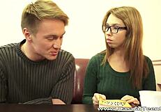 Casual teen sex iva zan with cumshot on glasses