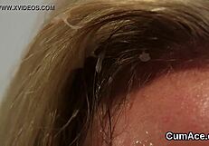 hot hottie gulps all the jizz after facial