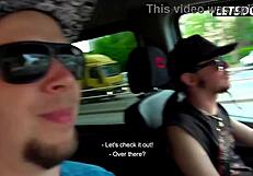 Busty Blonde Picked Up On Street For Wild Van Ride With Two Guys