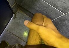 old husband solo handjob in bathroom
