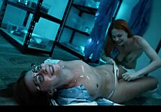 Mad scientist fucked by her lesbian frankenstein monster in parasited pussy eating possession