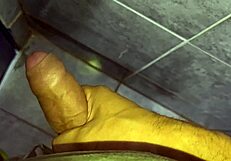 old husband solo handjob in bathroom