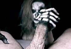 skeleton girl sucks cock for horror halloween