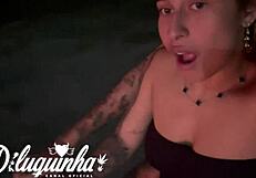 blonde squirts during outdoor public fuck