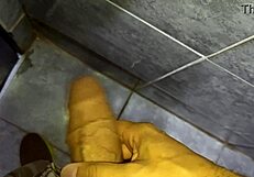 old husband solo handjob in bathroom