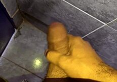old husband solo handjob in bathroom