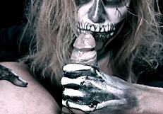 skeleton girl sucks cock for horror halloween
