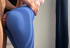Stepbrother humping my ass in leggings before gym