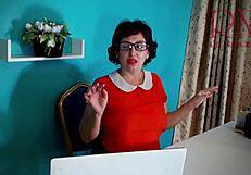 Sexretary no panties secretary with orange dress security cam in the office
