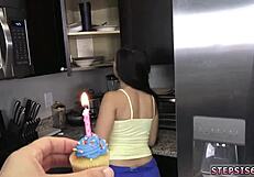 Teen grinds cock in nylons for birthday