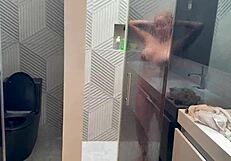 I fuck my stepdad in the shower and swallow his cum