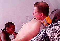 hot black girl pussy play ass tease gives white guy blowjob