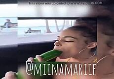 Miiinamariie tries deep cucumber fun outdoors