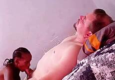 hot black girl pussy play ass tease gives white guy blowjob